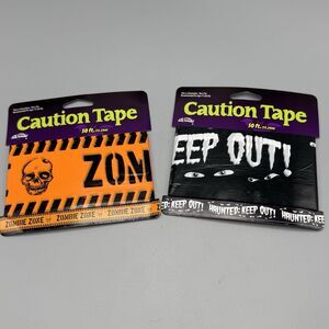 2 Fun World Halloween Caution Tape Zombie Zone Haunted keep Out Decorations 50'